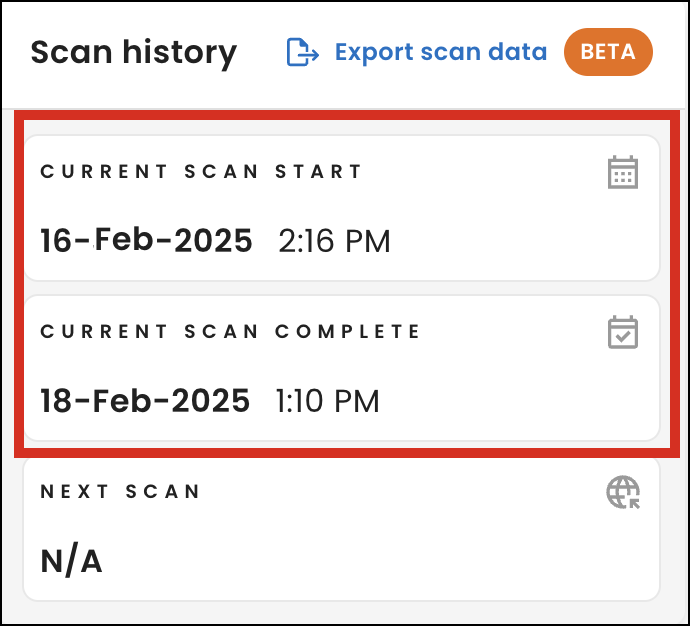 new scan history widget date range fields