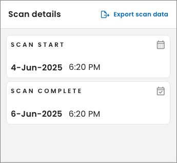 Scan details widget on the Dashboard page